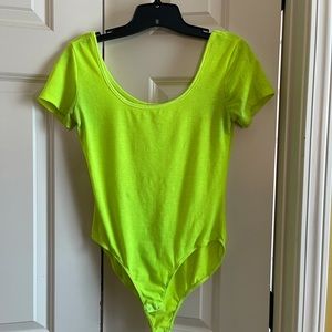 Neon green body suit